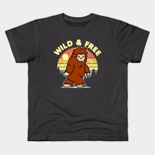 Sasquatch Wild and Free Kawaii Bigfoot Kids T-Shirt